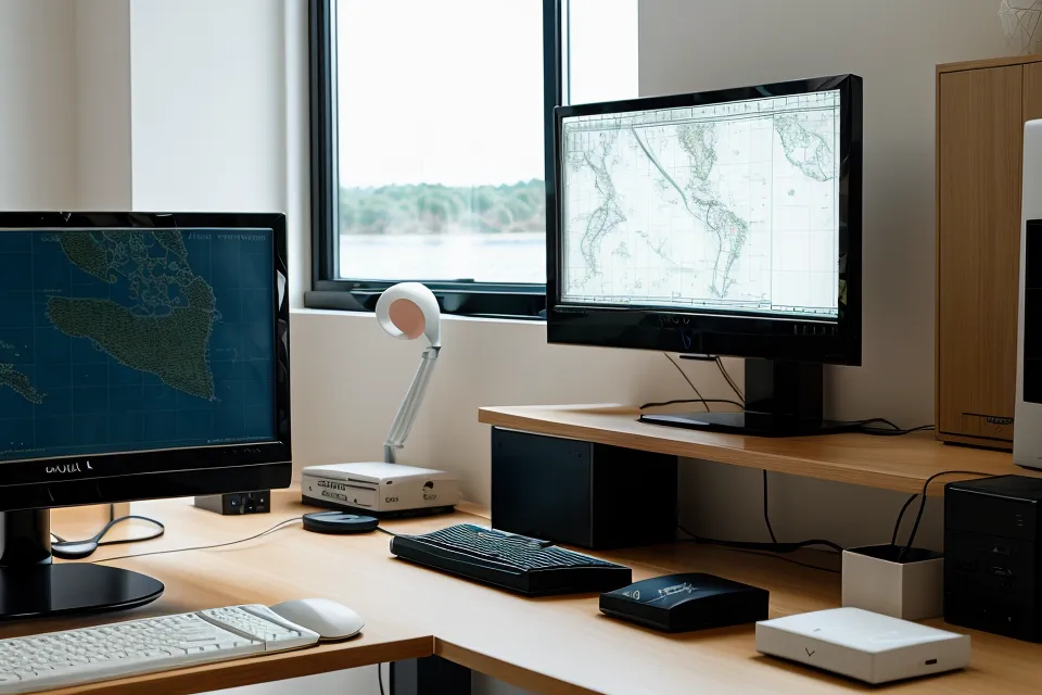 Effizientes Dual-Monitor-Setup für das Lernen des Sportbootführerscheins online.